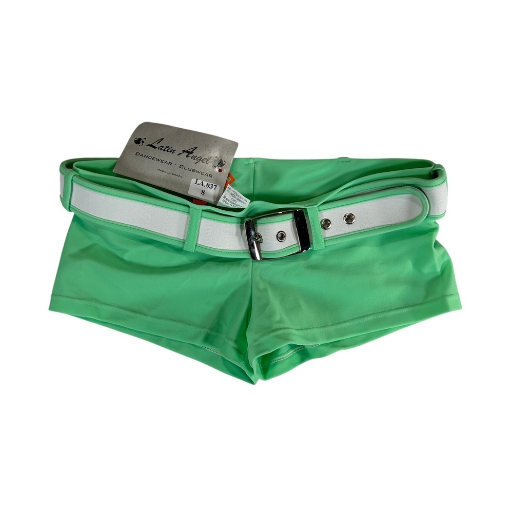 Latin Angel VTG Mint Green Belted Dancewear Clubwear Micro Shorts Small NEW